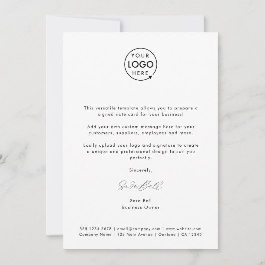 Bedrijfsmemo | Moderne Logo voor minimale handteke Notitiekaartje (Voorkant)