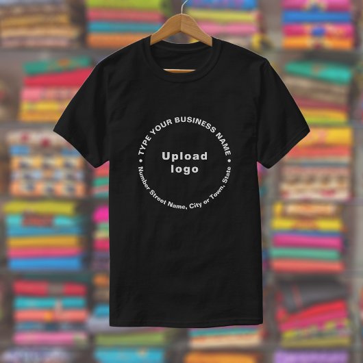 Bedrijfsmerk in Ronde Patroon Tekst op Zwart T-shirt