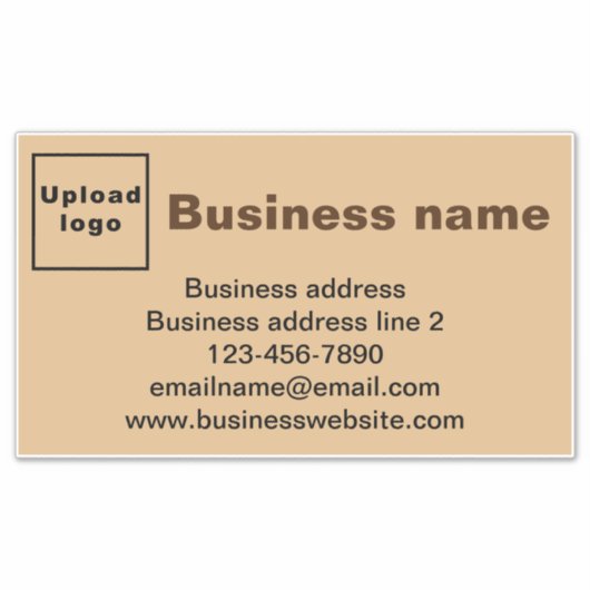 Bedrijfsmerk, Lichtbruin Groot Rechthoek Vinyl Sticker (Voorkant)