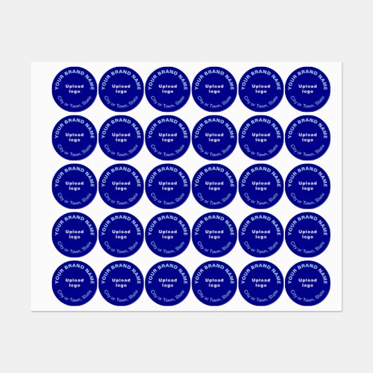 Bedrijfsmerk op Blauw Rond Kledinglabel Labels (Vel)