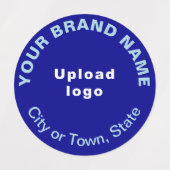 Bedrijfsmerk op Blauw Rond Kledinglabel Labels (Design 1)