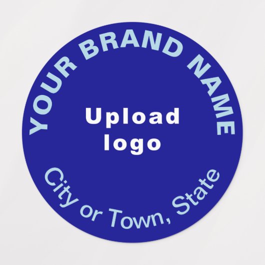 Bedrijfsmerk op Blauw Rond Kledinglabel Labels (Design 1)