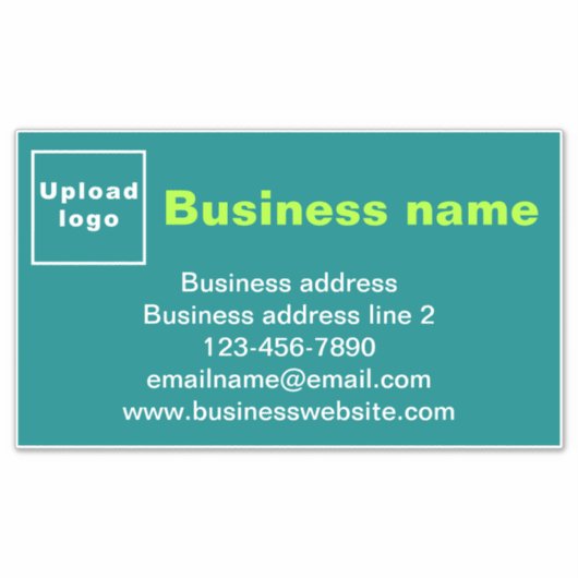 Bedrijfsmerk op Blauwgroen Groen Groot Rechthoek V Sticker (Voorkant)