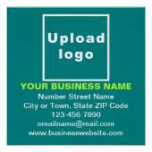 Bedrijfsmerk op Blauwgroen Groen Vierkant Glanzend Perfect Poster (Voorkant)