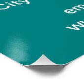 Bedrijfsmerk op Blauwgroen Groen Vierkant Glanzend Perfect Poster (Hoek)