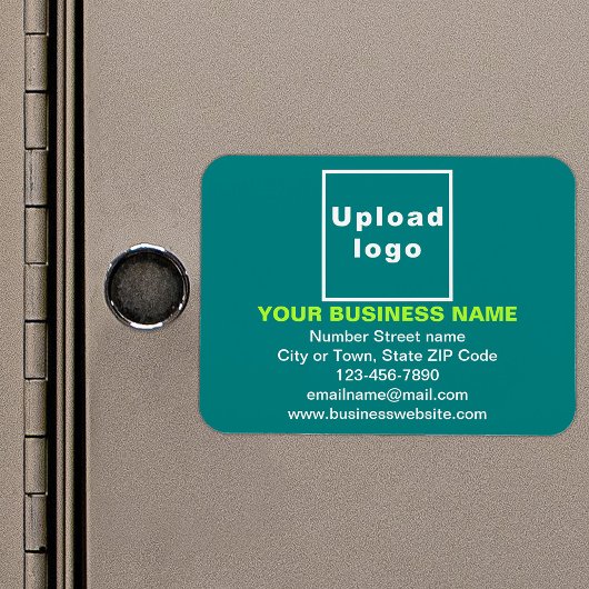 Bedrijfsmerk op Blauwgroen Groene Rechthoek Flexib Magneet