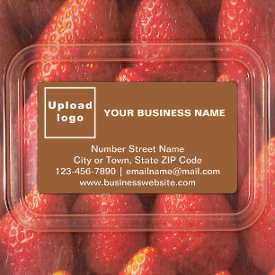 Bedrijfsmerk op etiket met kleefmiddel in bruine r labels