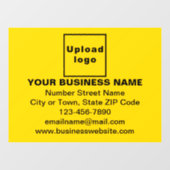 Bedrijfsmerk op gele rechthoekige raamsticker (Vel)