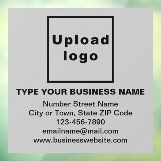 Bedrijfsmerk op Grijs Vierkant Venster Cling Raamsticker (Vel 3)