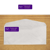 Bedrijfsmerk op label met Paars retouradres