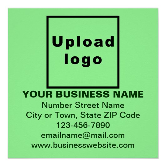 Bedrijfsmerk op Licht Groen Vierkant Glanzend Post Perfect Poster (Voorkant)