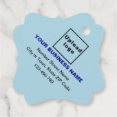 Bedrijfsmerk op Lichtblauw Fancy Vierkant Label (Achterkant)