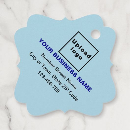 Bedrijfsmerk op Lichtblauw Fancy Vierkant Label (Achterkant)
