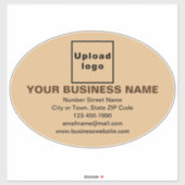 Bedrijfsmerk op Lichtbruin Groot Ovaal Vinyl Sticker (Vel)