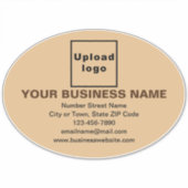Bedrijfsmerk op Lichtbruin Groot Ovaal Vinyl Sticker (Voorkant)
