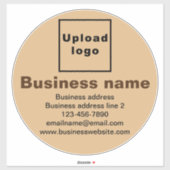 Bedrijfsmerk op Lichtbruin Groot Rond Vinyl Sticker (Vel)