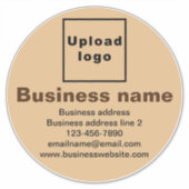 Bedrijfsmerk op Lichtbruin Groot Rond Vinyl Sticker (Voorkant)