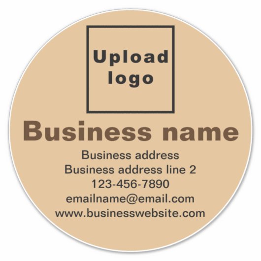 Bedrijfsmerk op Lichtbruin Groot Rond Vinyl Sticker (Voorkant)