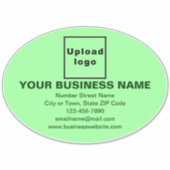 Bedrijfsmerk op Lichtgroen Groot Ovaal Vinyl Sticker (Voorkant)