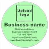 Bedrijfsmerk op Lichtgroen Groot Rond Vinyl Sticker (Voorkant)