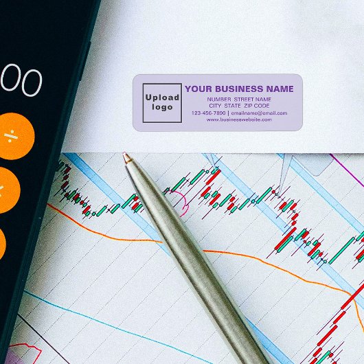 Bedrijfsmerk op Monochrome Paarse Terugkeeradres Etiket