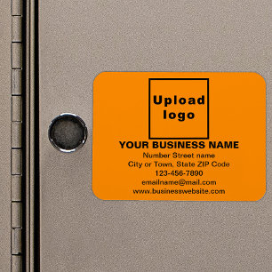 Bedrijfsmerk op Oranje Kleurenrechthoek Flexibel Magneet