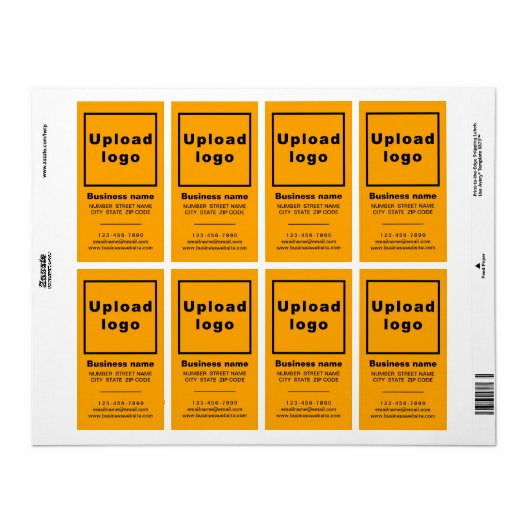 Bedrijfsmerk op Oranje Portret Verzendlabel (Full Sheet)