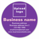 Bedrijfsmerk op Paarse Grote Ronde Vinyl Sticker (Voorkant)