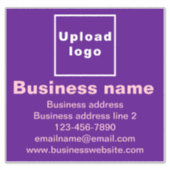 Bedrijfsmerk op Paarse Grote Vierkante Vinyl Sticker (Voorkant)