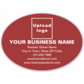 Bedrijfsmerk op Rode Grote Ovale Vinyl Sticker (Voorkant)
