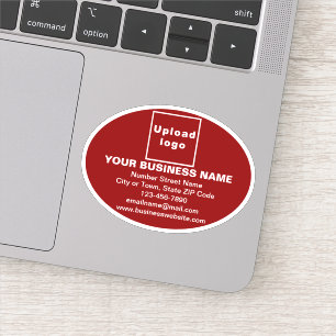 Bedrijfsmerk op Rode Ovale Vorm Vinyl Sticker