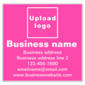 Bedrijfsmerk op Roze Grote Vierkante Vinyl Sticker (Voorkant)