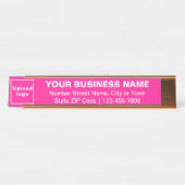 Bedrijfsmerk op Roze Lange Bureaunaam Bord Bureau Naambordje (Voorkant)
