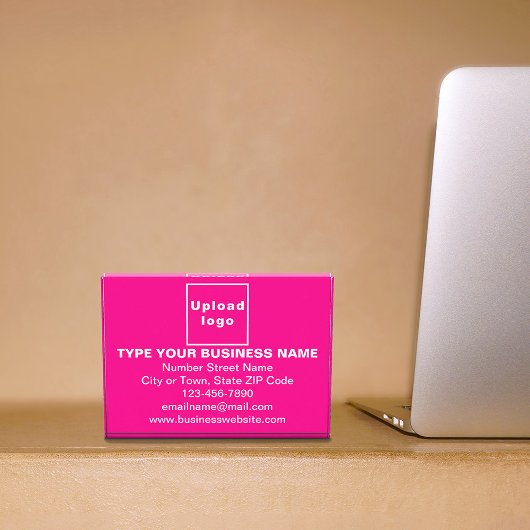 Bedrijfsmerk op Roze Rechthoek Fotoblok
