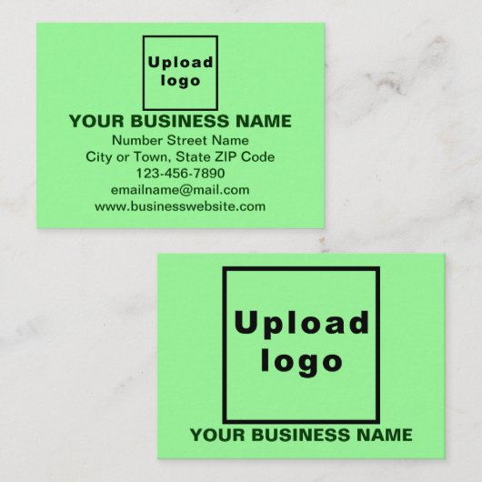 Bedrijfsmerk op Small Light Green Rectangle Flat Notitiekaartje (Voorkant / Achterkant)