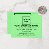 Bedrijfsmerk op Small Light Green Rectangle Flat Notitiekaartje (Voorkant / Achterkant in situ)
