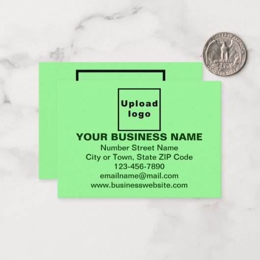 Bedrijfsmerk op Small Light Green Rectangle Flat Notitiekaartje (Voorkant / Achterkant in situ)