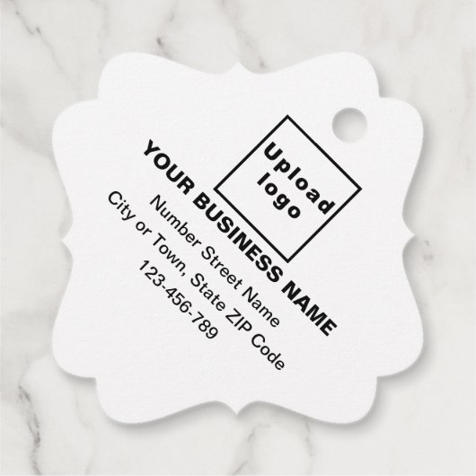 Bedrijfsmerk op Wit Fancy Vierkant Vorm Label (Achterkant)