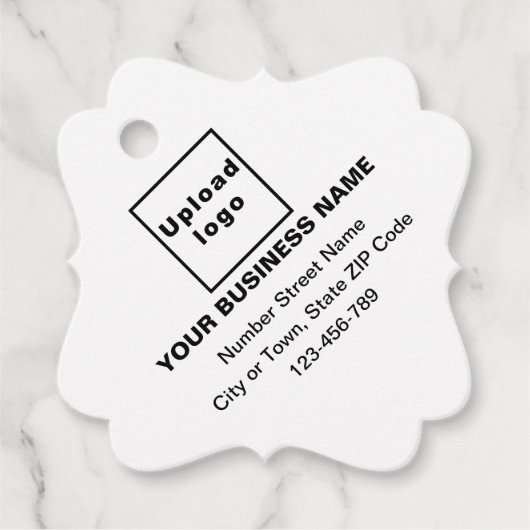 Bedrijfsmerk op Wit Fancy Vierkant Vorm Label (Voorkant)