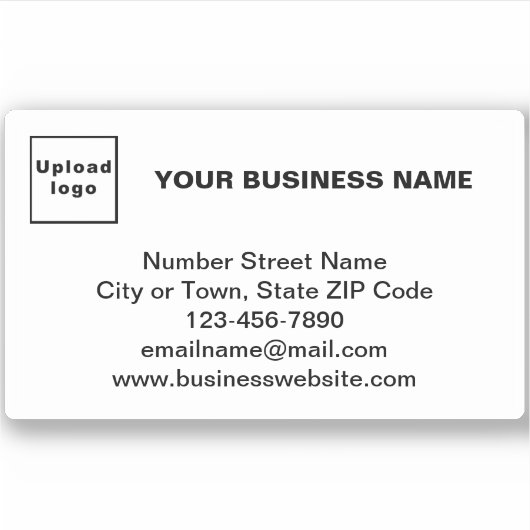 Bedrijfsmerk op Witte Rechthoek Vinyl Sticker (Voorkant)