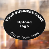 Bedrijfsmerk op zwarte ovale vorm raamsticker (Vel 2)