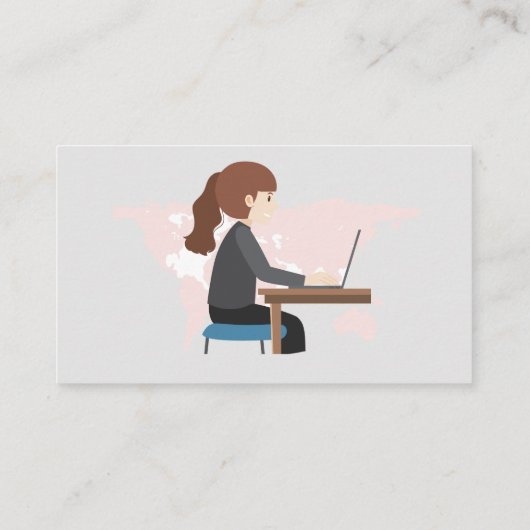 Bedrijfsnaam Aangepaste persoon op bureau Visitekaartje (Achterkant)