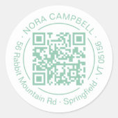 Bedrijfsnaam Adres Cirkel Lijst QR Code Mint Ronde Sticker (Voorkant)
