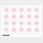 Bedrijfsnaam Adres Cirkel Lijst QR Code Roze Ronde Sticker (Vel)