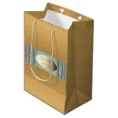 Bedrijfsnaam/adres Floral/Golden Gift Bag Medium Cadeauzakje (Voorkant Gekanteld)