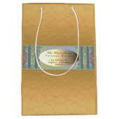 Bedrijfsnaam/adres Floral/Golden Gift Bag Medium Cadeauzakje (Voorkant)