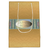 Bedrijfsnaam/adres Floral/Golden Gift Bag Medium Cadeauzakje (Achterkant)