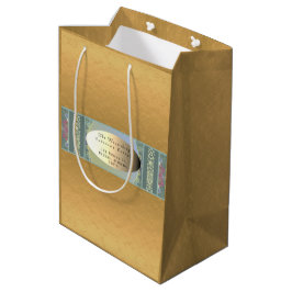 Bedrijfsnaam/adres Floral/Golden Gift Bag Medium Cadeauzakje