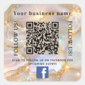 Bedrijfsnaam beige opaal goud qr code Facebook Vierkante Sticker (Voorkant)