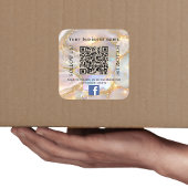 Bedrijfsnaam beige opaal goud qr code Facebook Vierkante Sticker